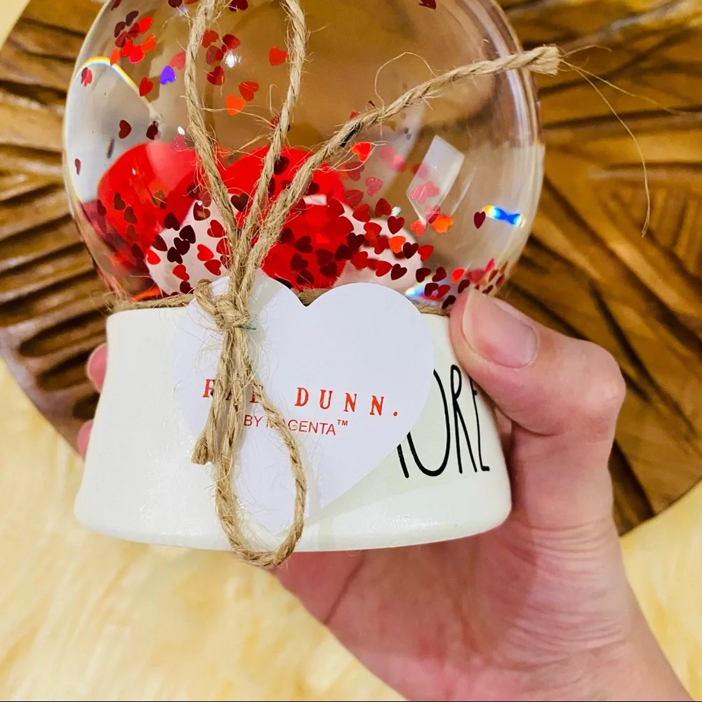Rae Dunn AMORE Hearts Snow Globe Birthday Holiday Gift - Picture 4 of 5